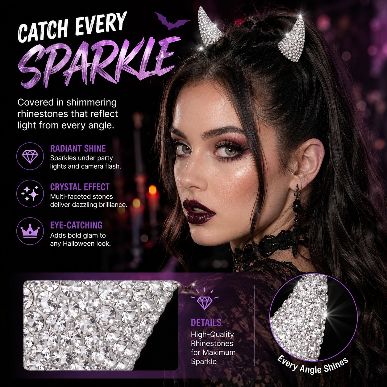 💥 LAST DAY 50% OFF - 😈✨ Cute Sparkle Magnetic Devil Horns (A Pair)