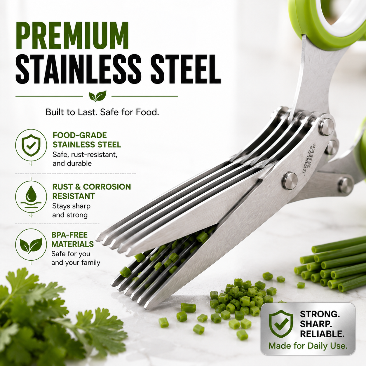 ✂️ 5-Blade Stainless Steel Herb Scissors – Fast Herb Chopper🌿