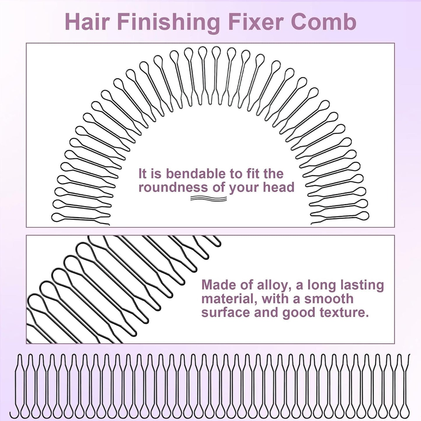 Stretchable U-Shape Hair Finishing Combs (A Set of 3Pcs)