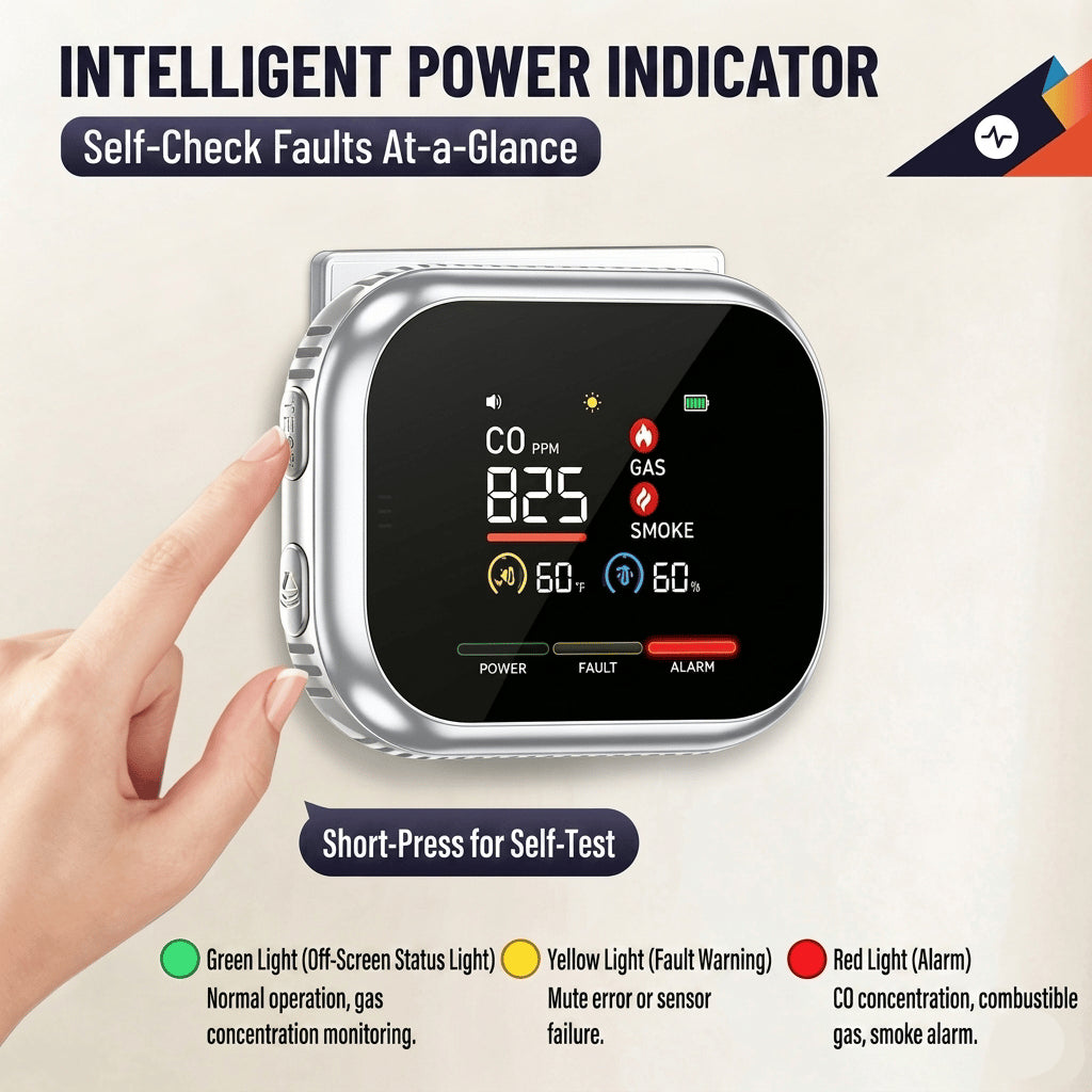 6-in-1 Portable Detector with Natural Gas & Temperature Humidity Sensors
