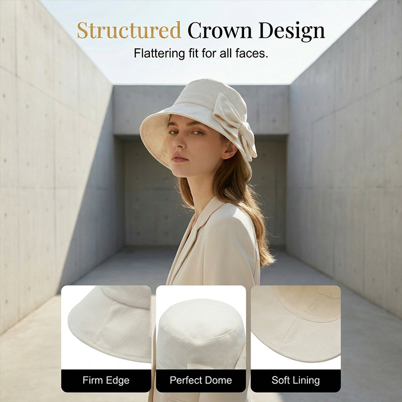 👒Summer Hot Sale☀️Women's Bowknot Wide Brim Sun Protective Hat