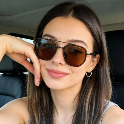 😎 Geometric Double-Bar Sunglasses – Trendy Metal Frame