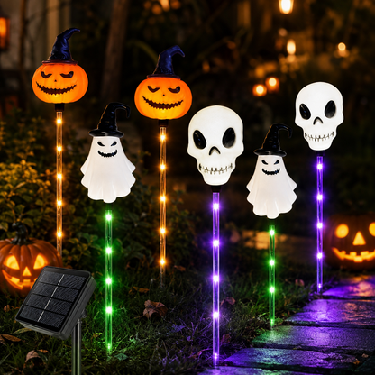 🎃 Solar Halloween Pumpkin & Ghost Pathway Lights (Set of 6)