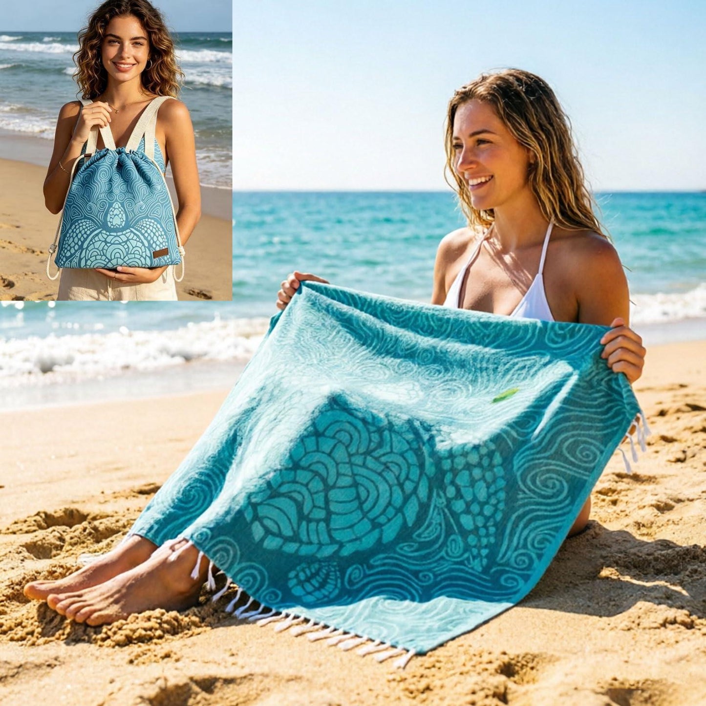 🏖️2-in-1 Convertible Towel & Backpack with Inner Zip Pocket & Sand-Repelling Fabric
