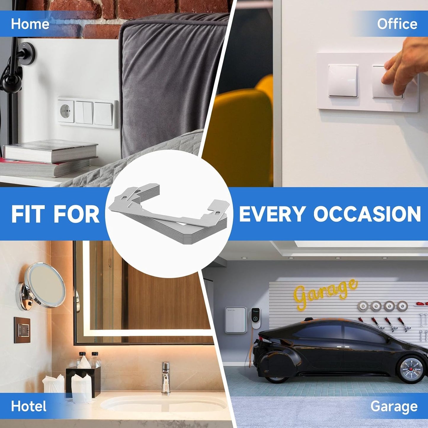 Wall Plate Spacer 10-Pack | Metal Outlet Leveling Plates
