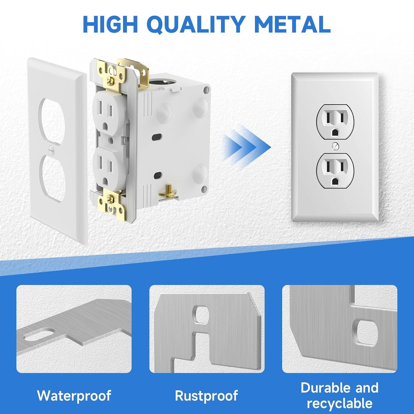 Wall Plate Spacer 10-Pack | Metal Outlet Leveling Plates