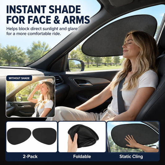 2/4-Pack Car Window Sun Shades - Static Cling UV Blocker & Glare Protector, Foldable Auto Accessories for Sedans & SUVs