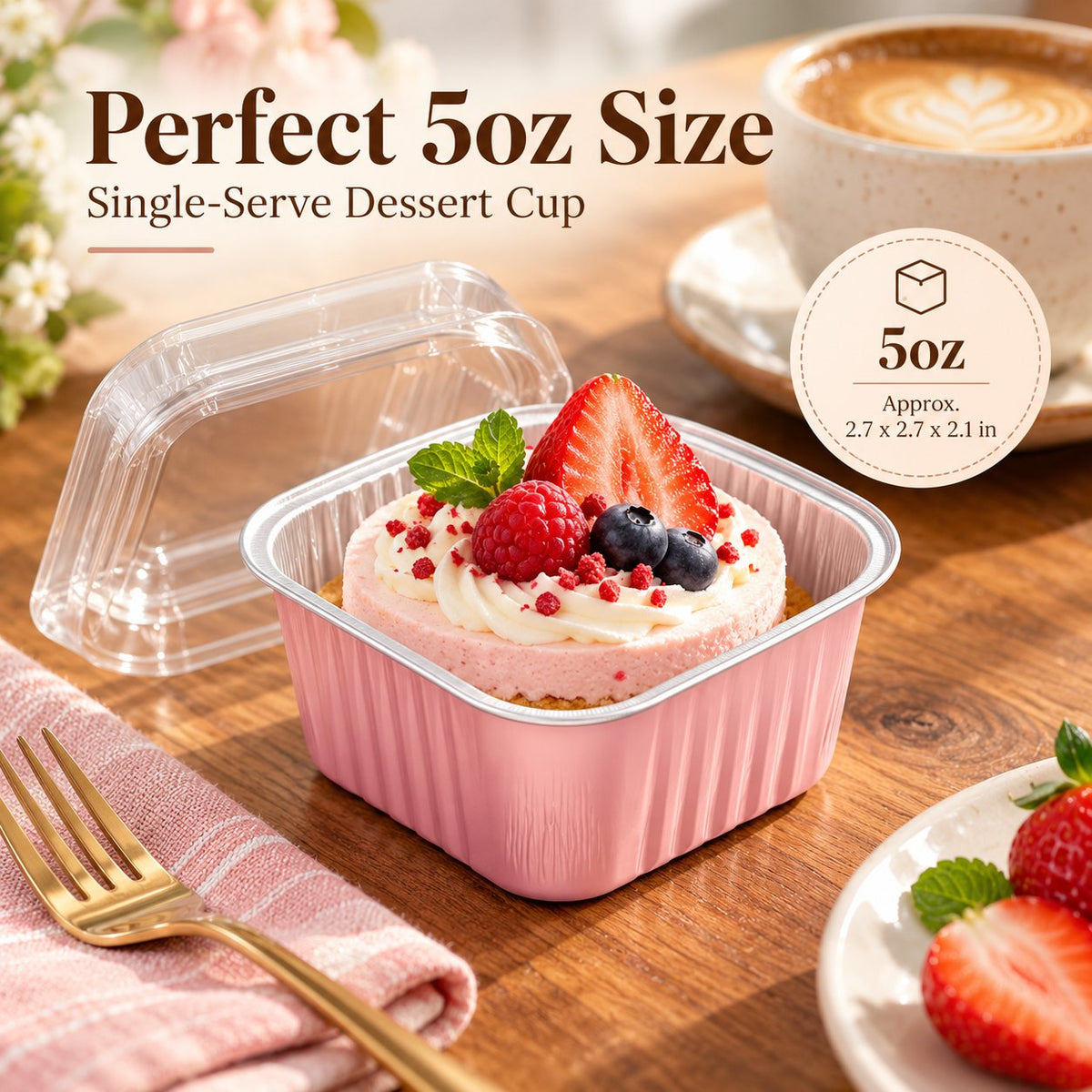 🧁 30-Pack Mini Aluminum Foil Cake Pans Bakeware Set with Plastic Lids 5oz