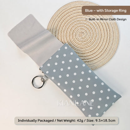 Buy three get one free🎒Minimalist PU Leather Eyeglass Pouch with Key Ring - Spring-Open Portable Glasses Case ✨
