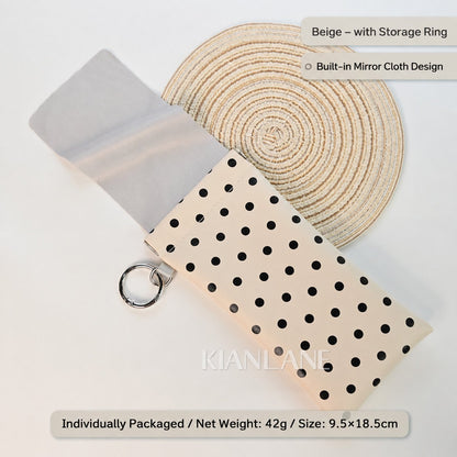 Buy three get one free🎒Minimalist PU Leather Eyeglass Pouch with Key Ring - Spring-Open Portable Glasses Case ✨