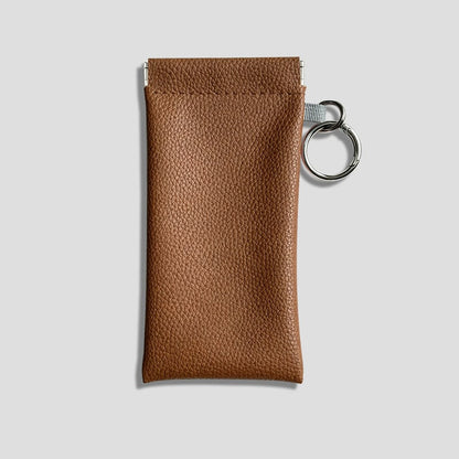 Buy three get one free🎒Minimalist PU Leather Eyeglass Pouch with Key Ring - Spring-Open Portable Glasses Case ✨
