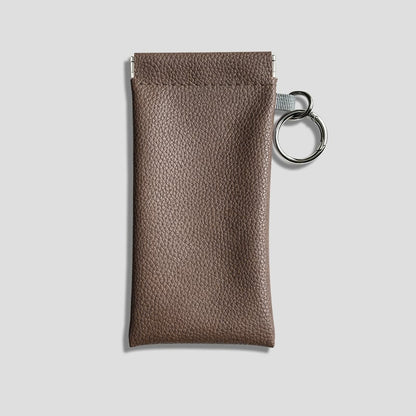 Buy three get one free🎒Minimalist PU Leather Eyeglass Pouch with Key Ring - Spring-Open Portable Glasses Case ✨