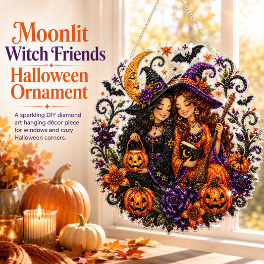 🧙‍♀️🎃DIY Halloween Witch Friendship Diamond Art Window Suncatcher