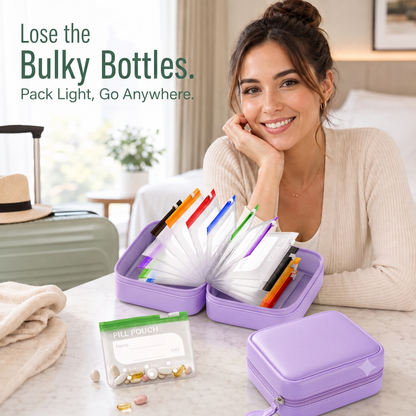 🧳 Smart Pill Organizer Pouch | 14 Color-Coded Bags