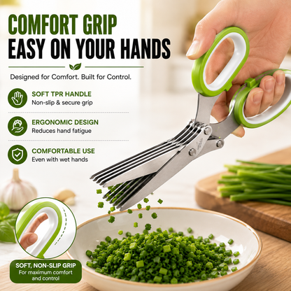 ✂️ 5-Blade Stainless Steel Herb Scissors – Fast Herb Chopper🌿
