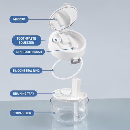 🦷3-in-1 Leak-Proof Retainer Cleaning Case with Mirror, Drain Tray & Travel Storage