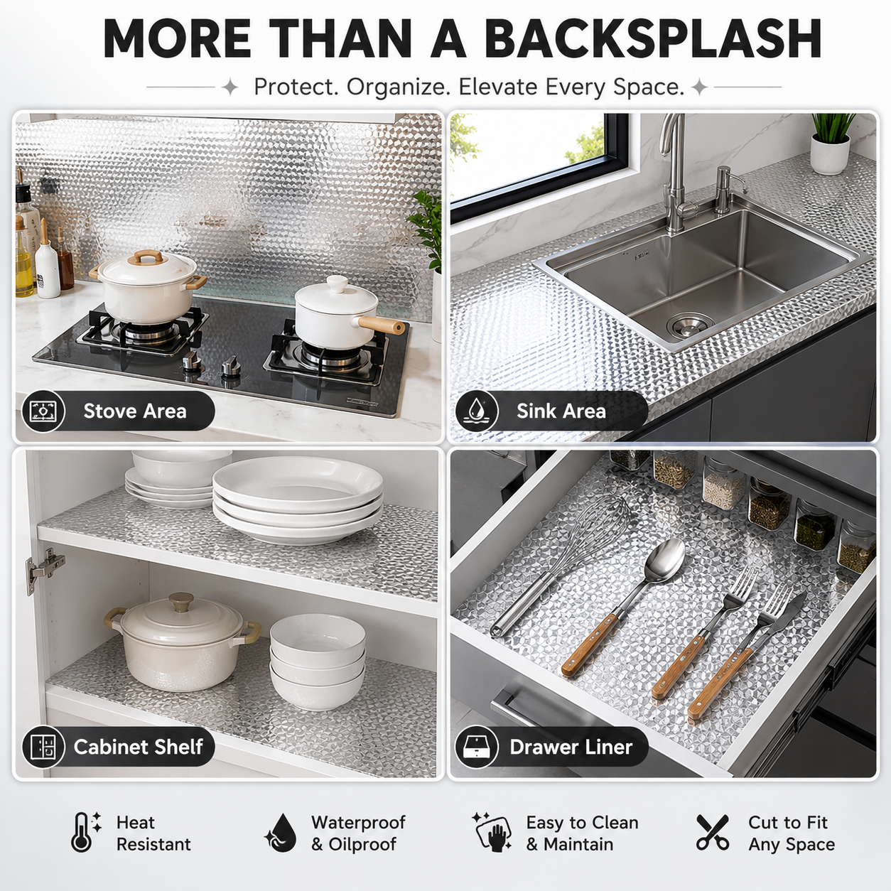 Self-Adhesive Aluminum Foil Kitchen Backsplash Wallpaper