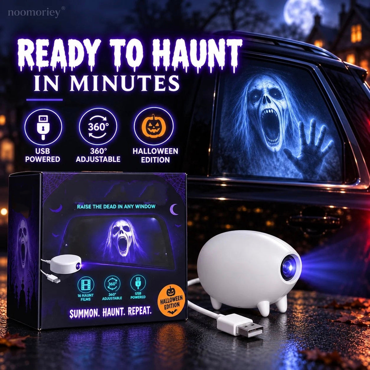 🎃 Halloween Window Projector 👻 16 Spooky Scenes & 360° Adjustable Stand