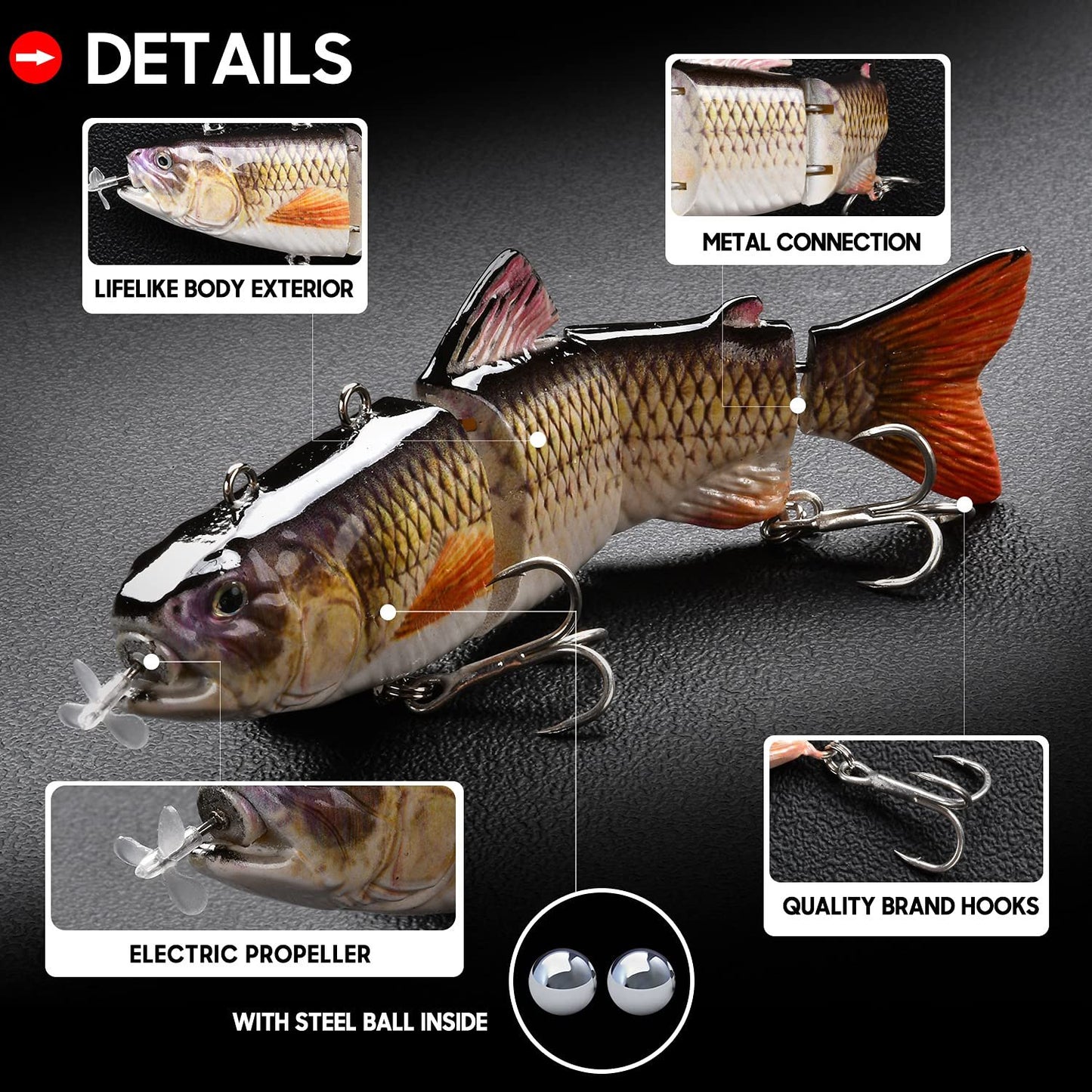 🎣Electric Robotic Fishing Lure with Auto-Swim & LED Attraction