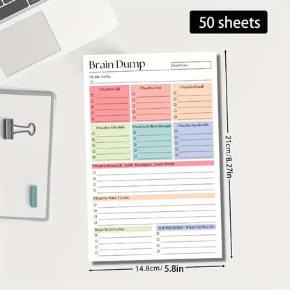 50 Tear-Off Sheets✨ADHD Brain Dump Planner Notepad