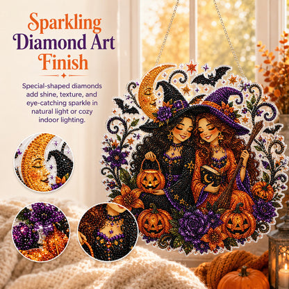 🧙‍♀️🎃DIY Halloween Witch Friendship Diamond Art Window Suncatcher