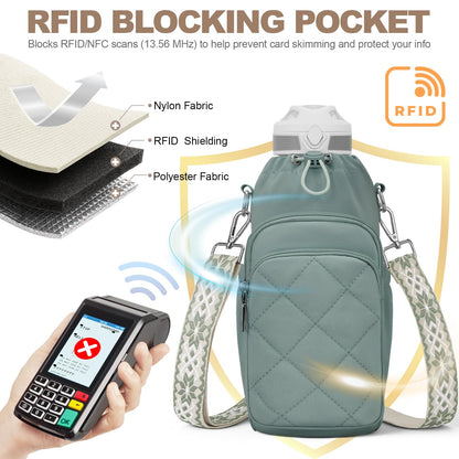 Water Bottle Carrier Bag with Phone Pocket for Stanley Cup 40/30oz