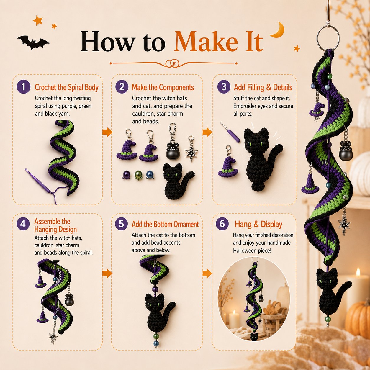 🎃 Enchanted Halloween Crochet Spiral DIY Kit