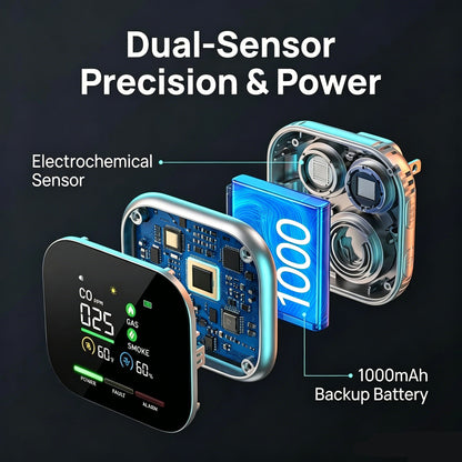 🌟2026 New Portable 6-in-1 Environment & Air Quality Detector | HD Display, CO Monitoring, Temperature, Humidity & High Decibel Alarm
