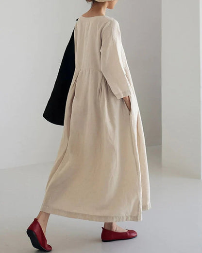 Dress Loose Casual Oversized Long Sleeve Midi Dress