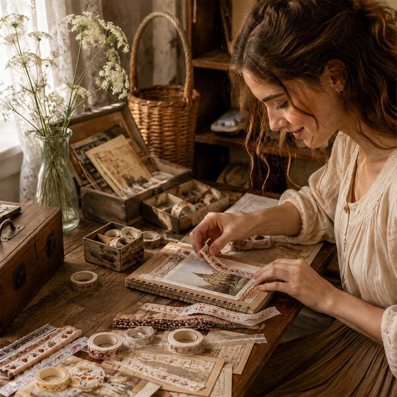 ✂️ Vintage Long-Strip Sticker Pack-Add a soft, timeless touch to your journals & gifts! 📓