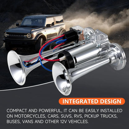 🚗🔧2026 Upgraded 12V Dual Air Horn Kit – 130DB Super Loud Dual Horn with Compressor for Cars, Trucks, SUVs, Boats & More