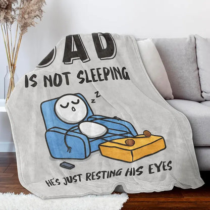 🔥Hot Sale 49% off😴🛋️ Funny Gift Dad Is Not Sleeping Flannel Blanket