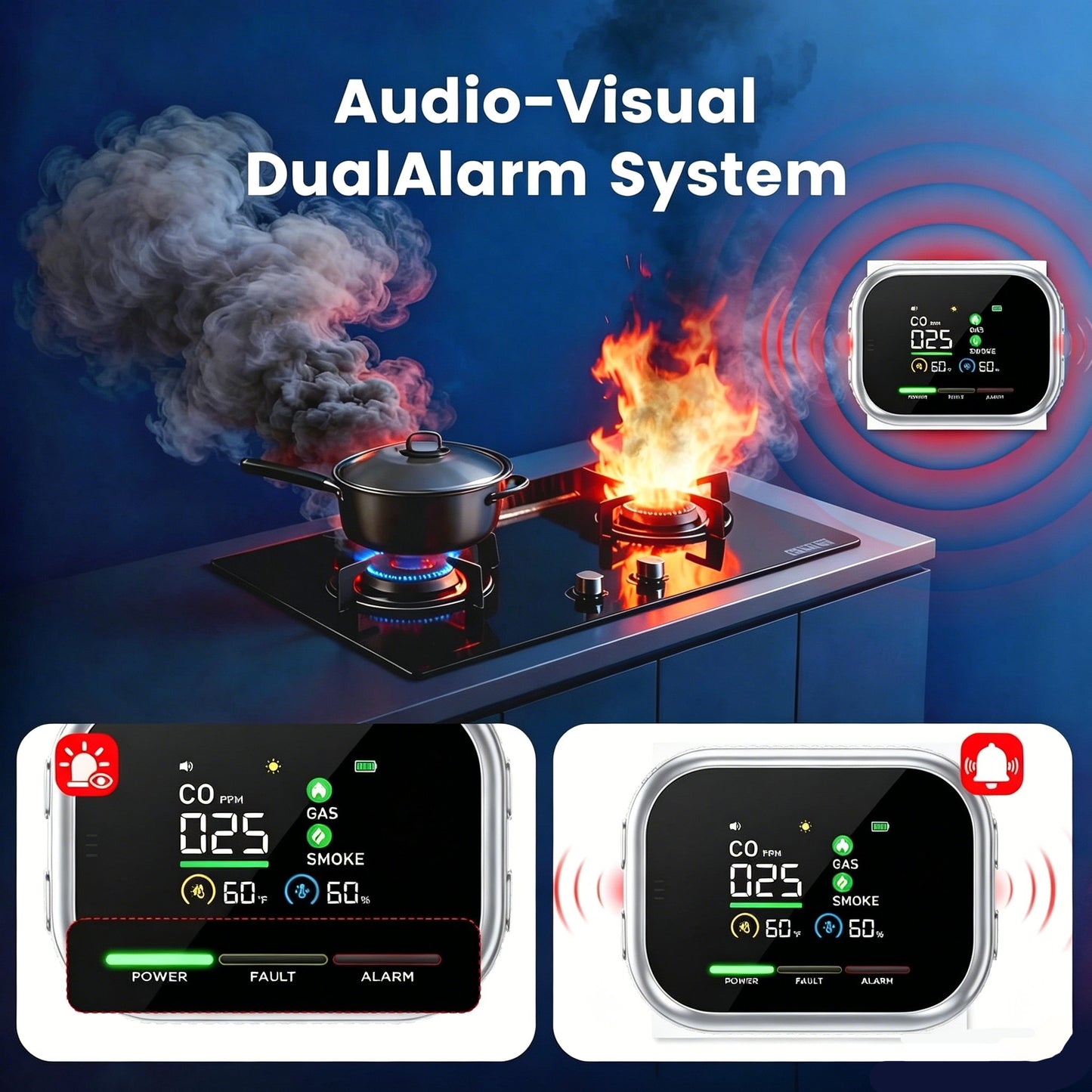 🌟2026 New Portable 6-in-1 Environment & Air Quality Detector | HD Display, CO Monitoring, Temperature, Humidity & High Decibel Alarm