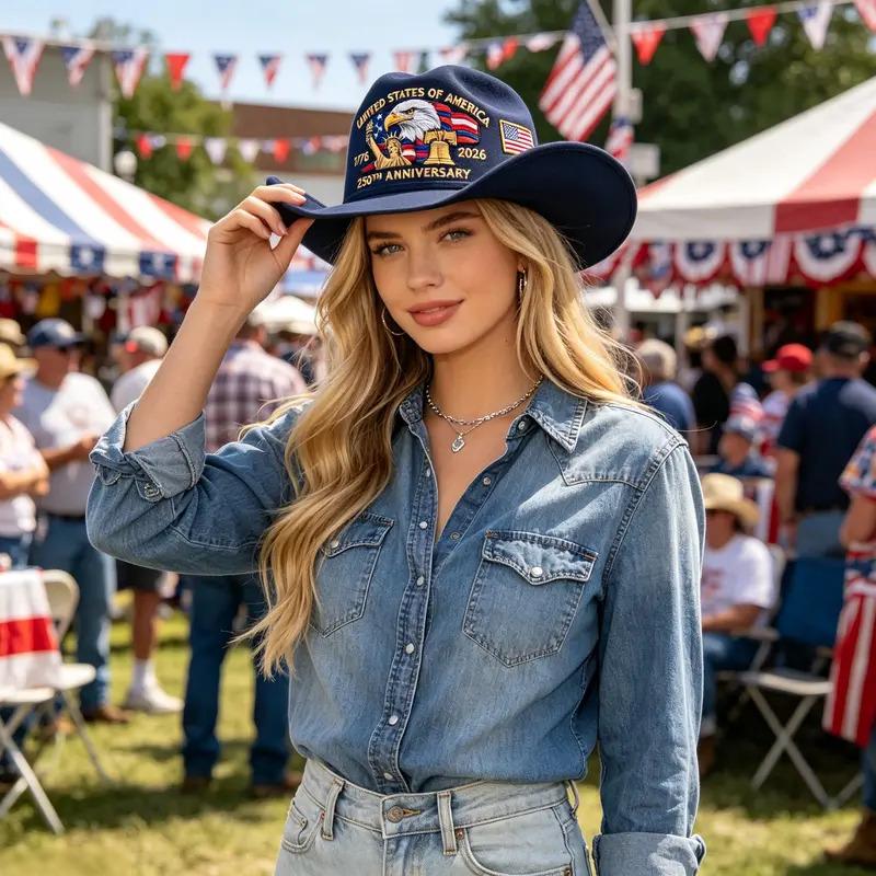 🇺🇸 Patriotic Cowboy Hat – Classic Western Style 🤠