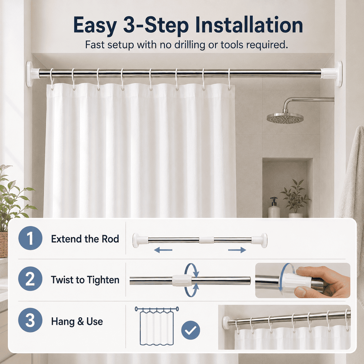 🏠 Drill-Free Adjustable Tension Rod – Instant Storage, Zero Wall Damage