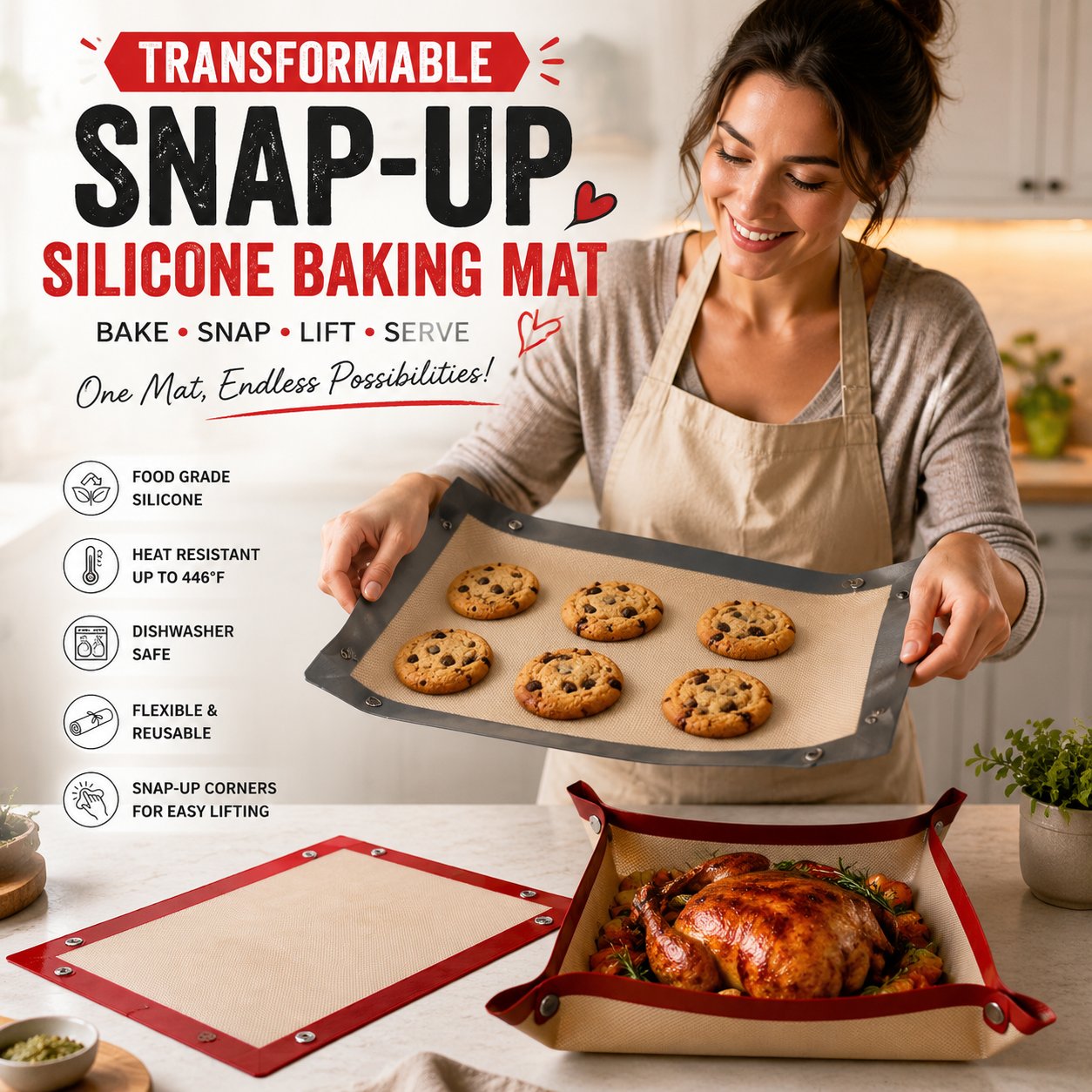 Transformable baking mat feature overview