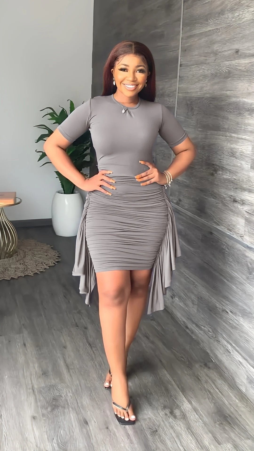 🔥49%OFF 💕Round Neck Short Sleeve Irregular Ruffle Midi Dresses