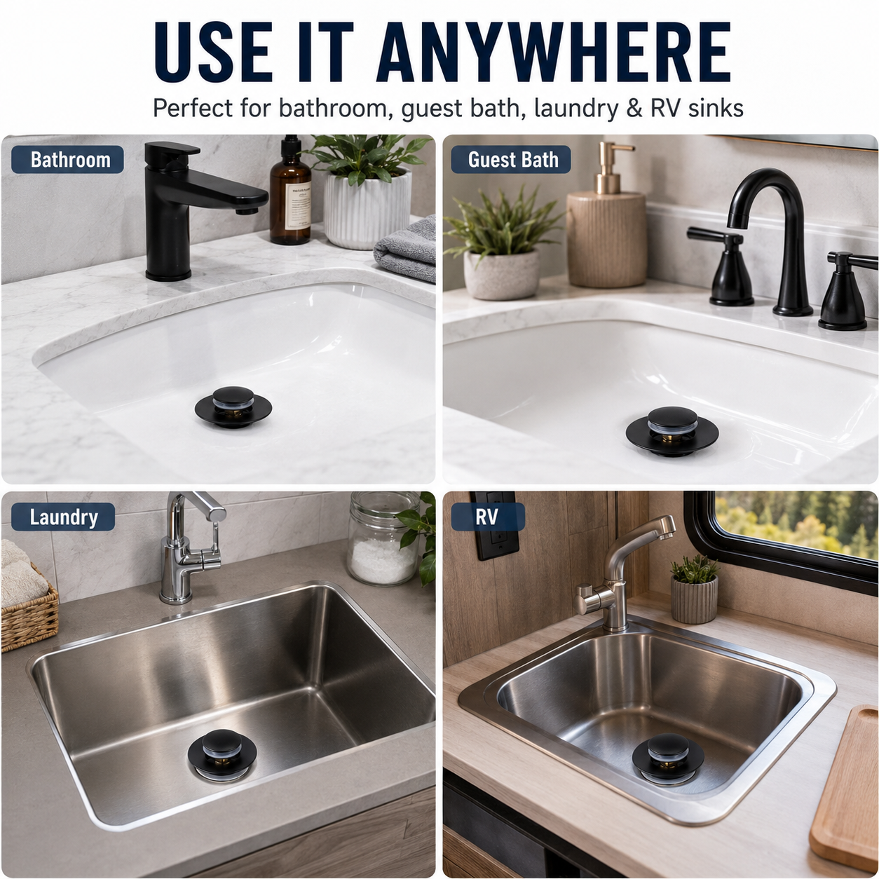 ✨ Pop-Up Bathroom Sink Drain Stopper