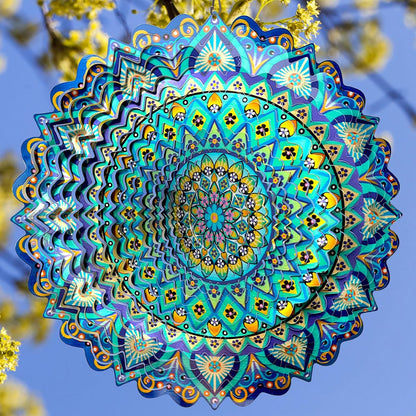 🌀 12-Inch Mandala Peacock 3D Kinetic Wind Spinner