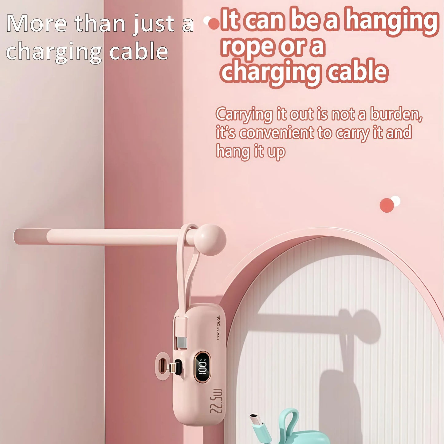 🔋No More Extra Cables! 5000mAh Mini Capsule 22.5W Fast Power Bank