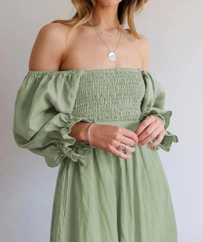 💖Early Mother's Day Sale - 48% OFF🎁French Ruffled Lantern Sleeves Multi-wear Dress