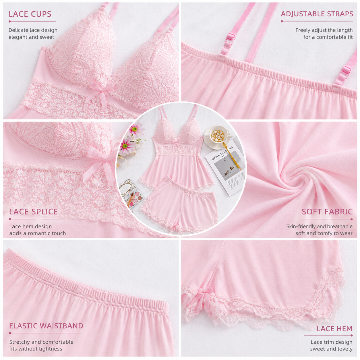 🌸 Sexy Lace Cami Sleepwear 2-Piece Set