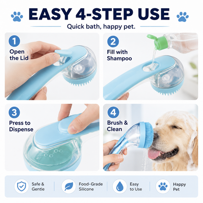 All-in-One Pet Bathing Shower Brush 🐾