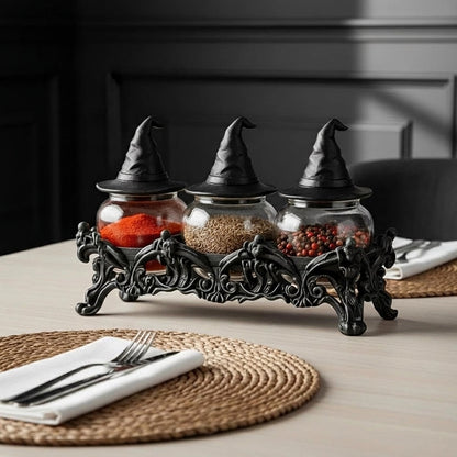 Enchanted Gothic Witch Spice Jar & Herb Container Set 🖤🔮