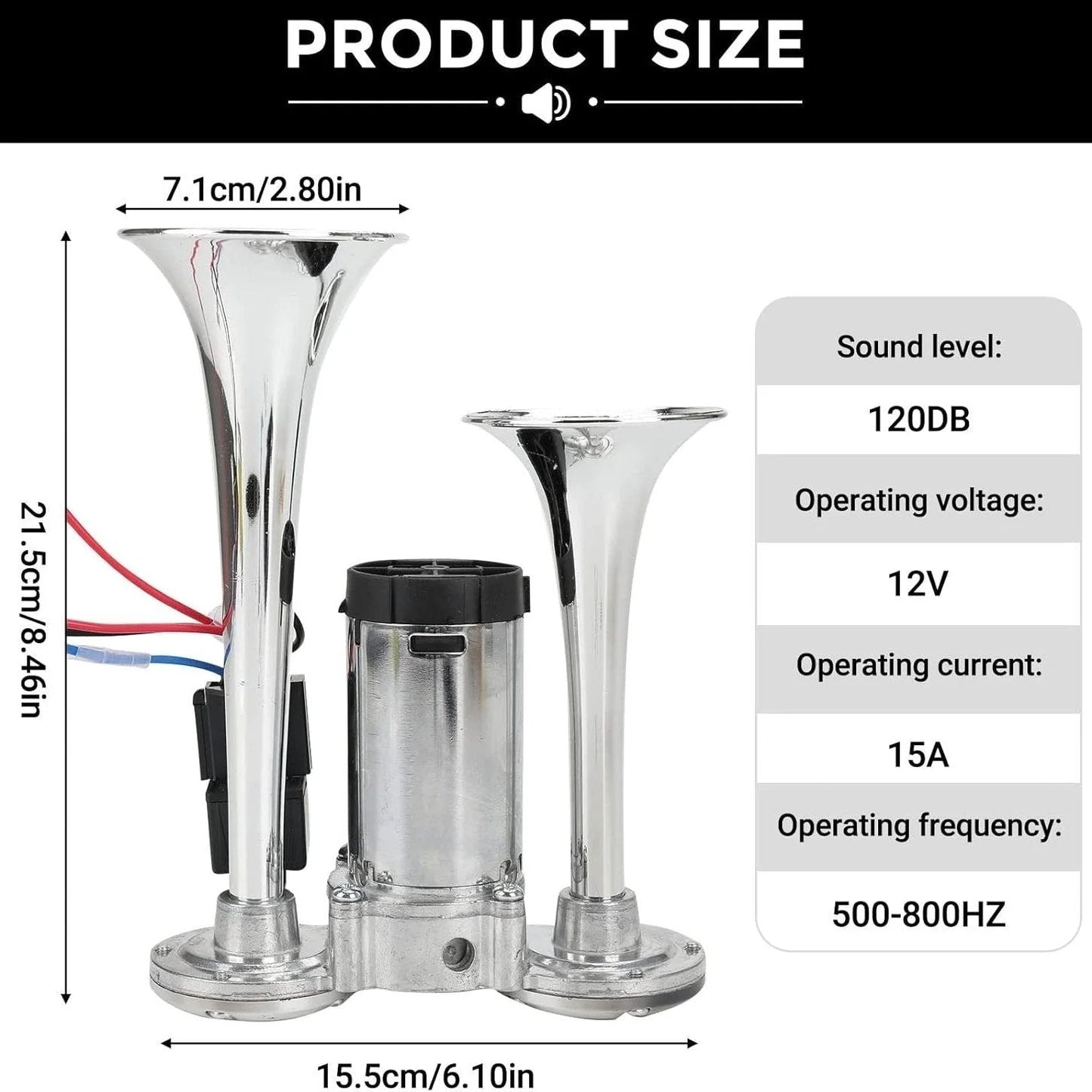 🚗🔧2026 Upgraded 12V Dual Air Horn Kit – 130DB Super Loud Dual Horn with Compressor for Cars, Trucks, SUVs, Boats & More