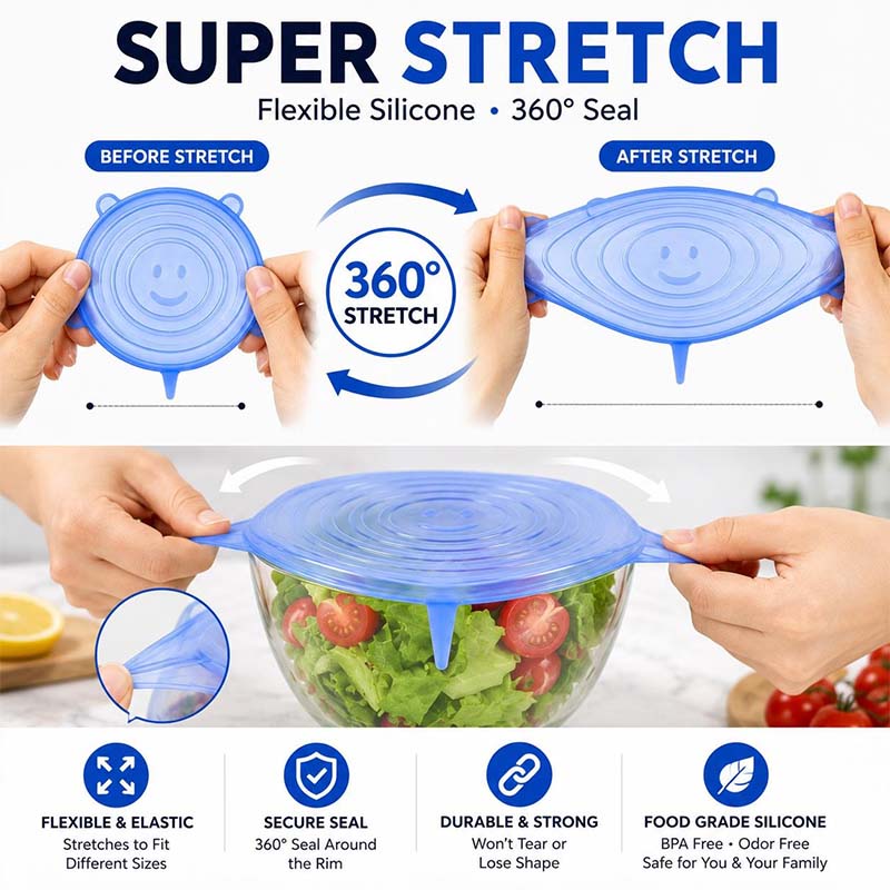 🥗6 Pack Silicone Stretch Lids