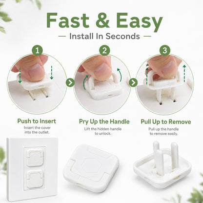 👶Baby Proof Socket Covers with Smart Handle Design – Fits 2 & 3 Prong Outlets for Easy Parent Removal