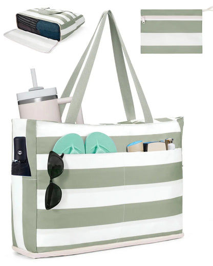 Large Waterproof Sandproof Beach Tote Bag with Zipper