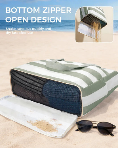 Large Waterproof Sandproof Beach Tote Bag with Zipper