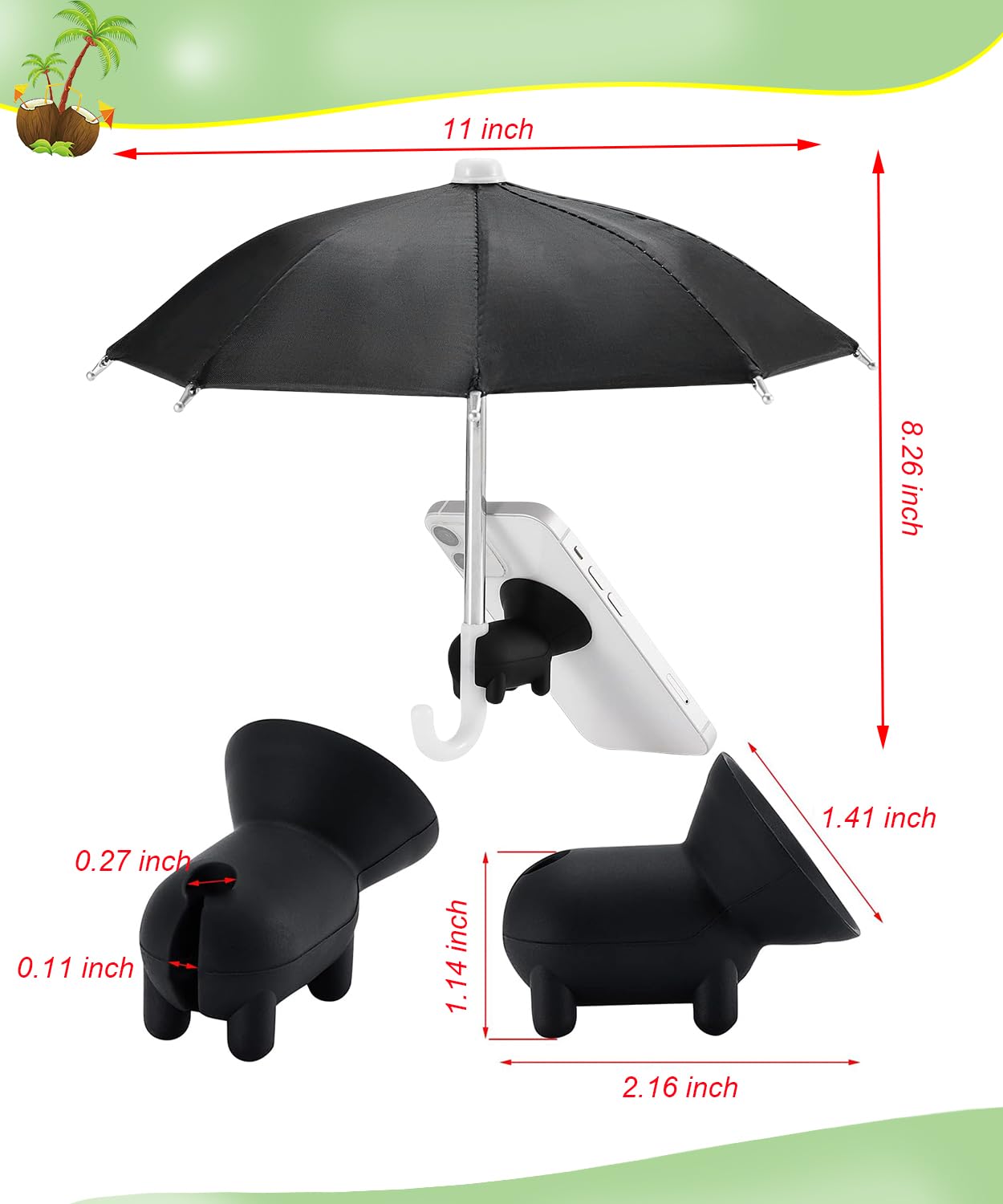 🏖️Phone Umbrella for Sun with Cute Piggy Suction Cup